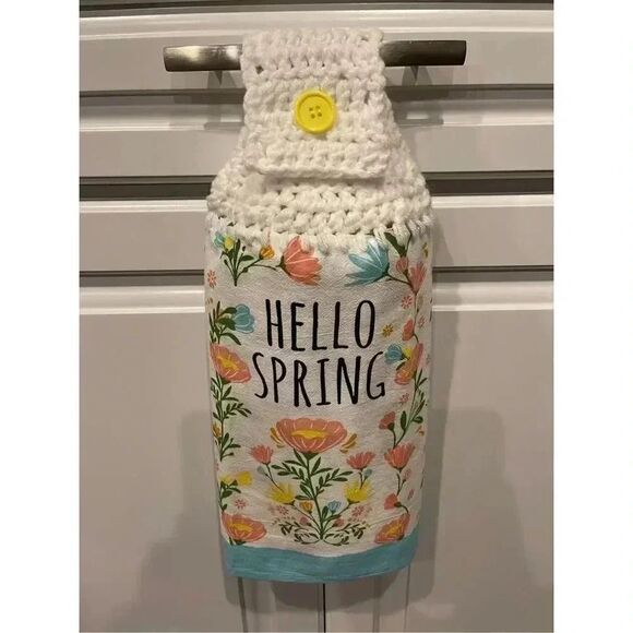 Crochet Top Kitchen Towel- Hello Spring - Picture 3 of 3